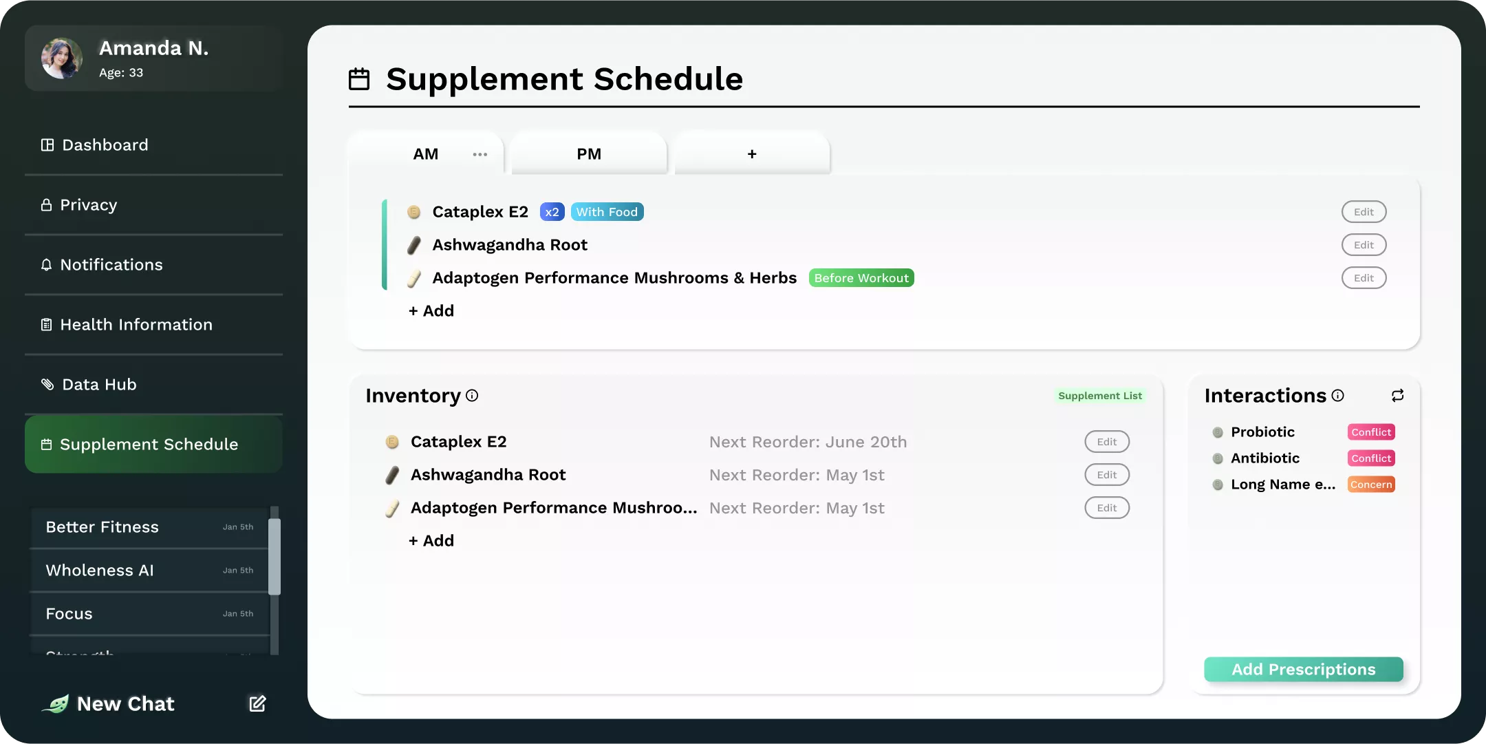 Customized supplement plan using AI