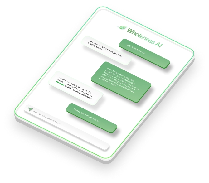AI chat inside practice management software for nutritionists, recommending personalized supplement protocols.